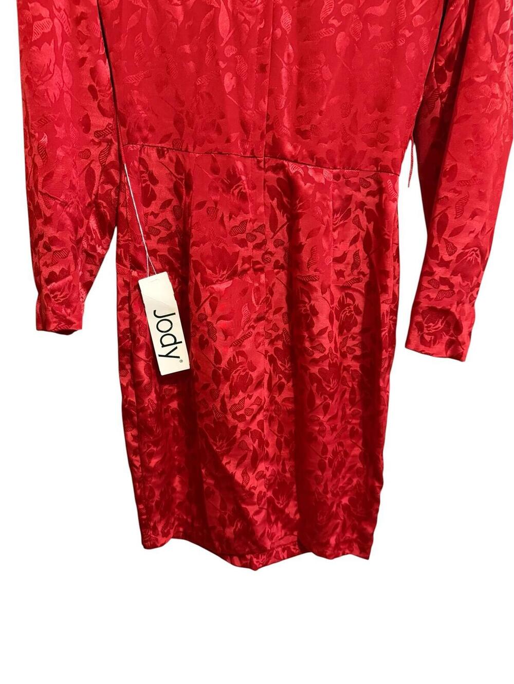 Jody Red Floral Jacquard Long Sleeve Dress